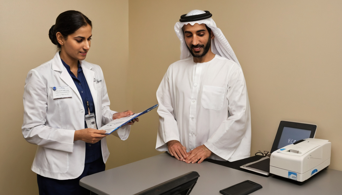 First Emirates ID Application: Medical Fitness, Biometrics and Card Delivery Sequence Professional-services visual for First Emirates ID Application: Medical Fitness, Biometrics and Card Delivery Sequence